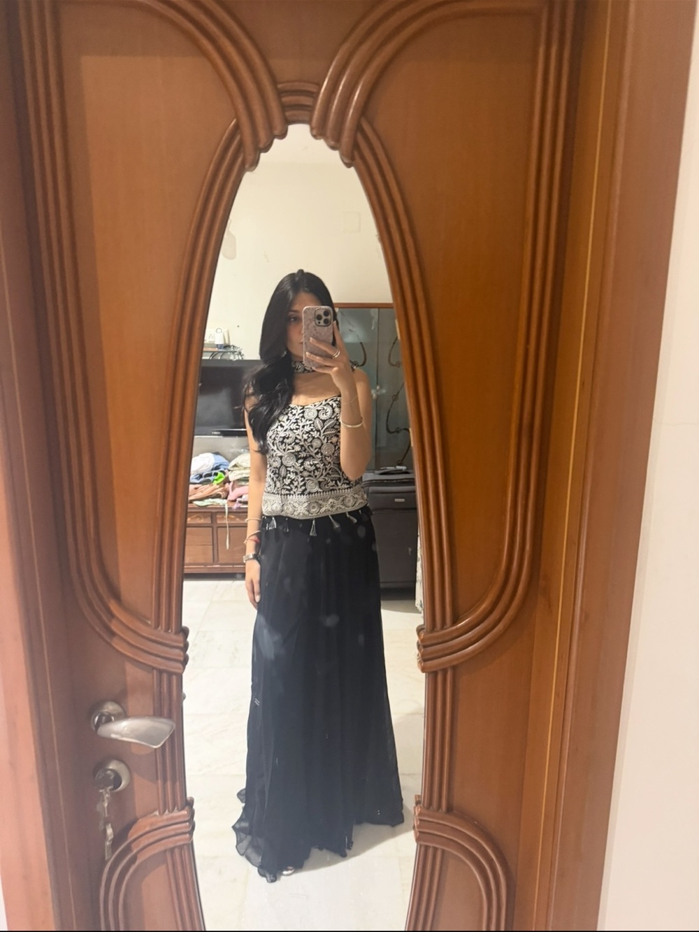 Black & White Embroidered sharara set